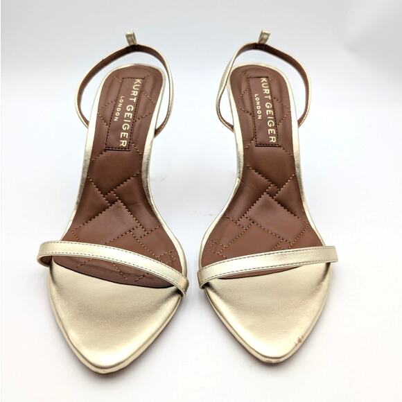 Kurt Geiger Brixton Ankle Strap Stiletto Heel Sandal Women's Gold Size US9 EU40 - Picture 2 of 10